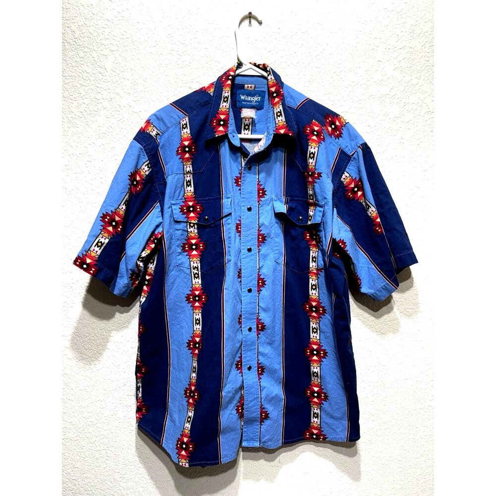 Wrangler Brushpopper Aztec Snap Shirt Large